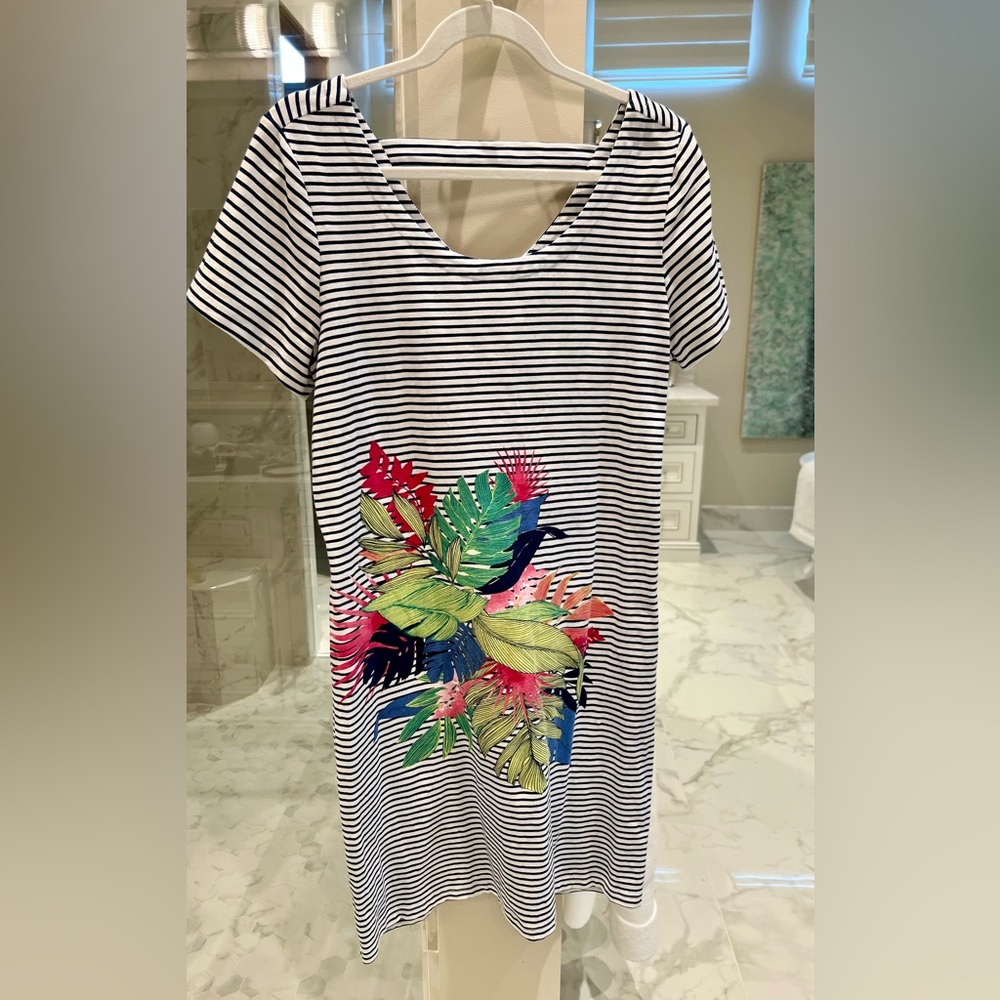 Tommy Bahama blue stripe tropical dress - Size M